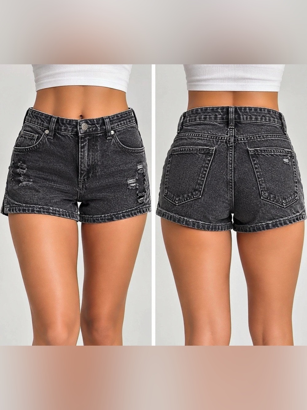 Refuge Girlfriend Black Distressed Denim Shorts Jean Shorts Size 6